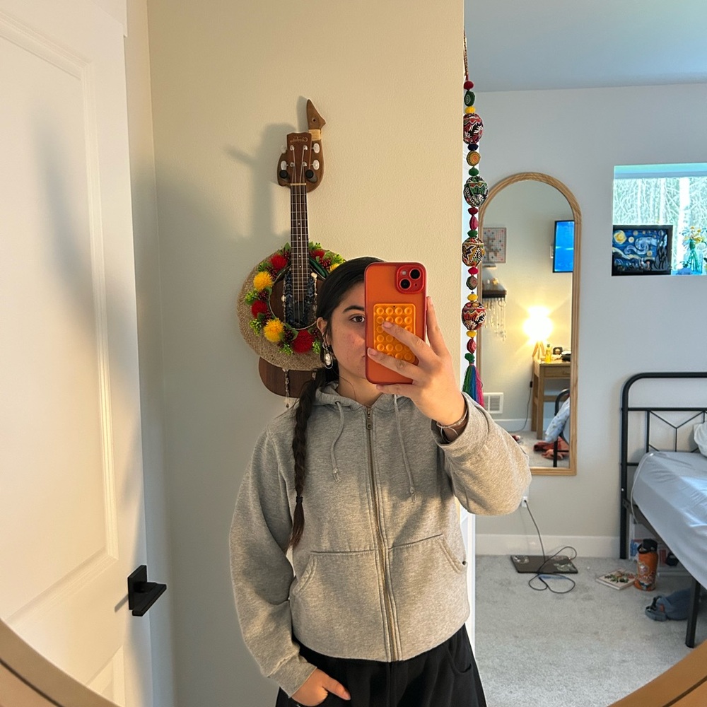 Gray Zip-Up Hoodie